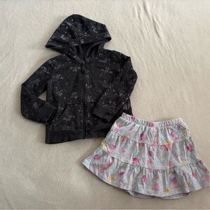 Disney Black Hoodie and Gray Skirt Set